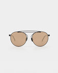 For Art's Sake® T-shirt - Sunglasses: Aviator-style with thin stainless steel frames and light brown, UVA & UVB-protected lenses, shown on a plain white background.