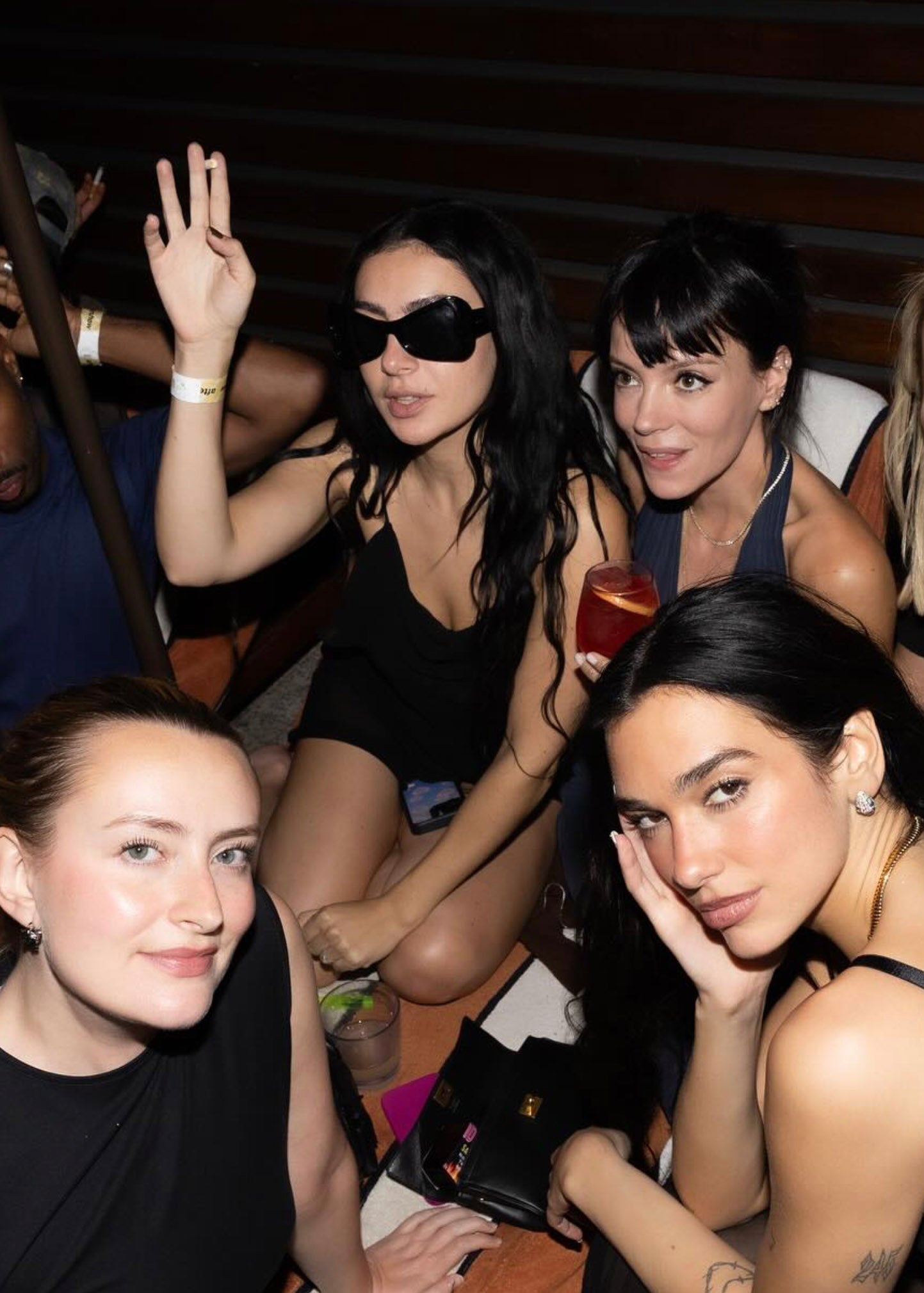 Dua Lipa's post-Wembley Stadium show after-part, with Charli XCX, Lily Allen, Amelia Dimoldenberg.