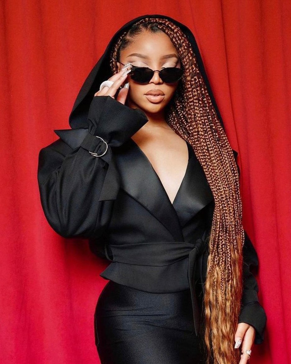 Chloe Bailey wearing designer For Art's Sake Ornate sunglasses during reward show