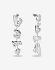 The Forms Earrings by For Art's Sake® feature modern, organic metal segments with abstract, irregular shapes connected vertically, showcased against a plain white background.