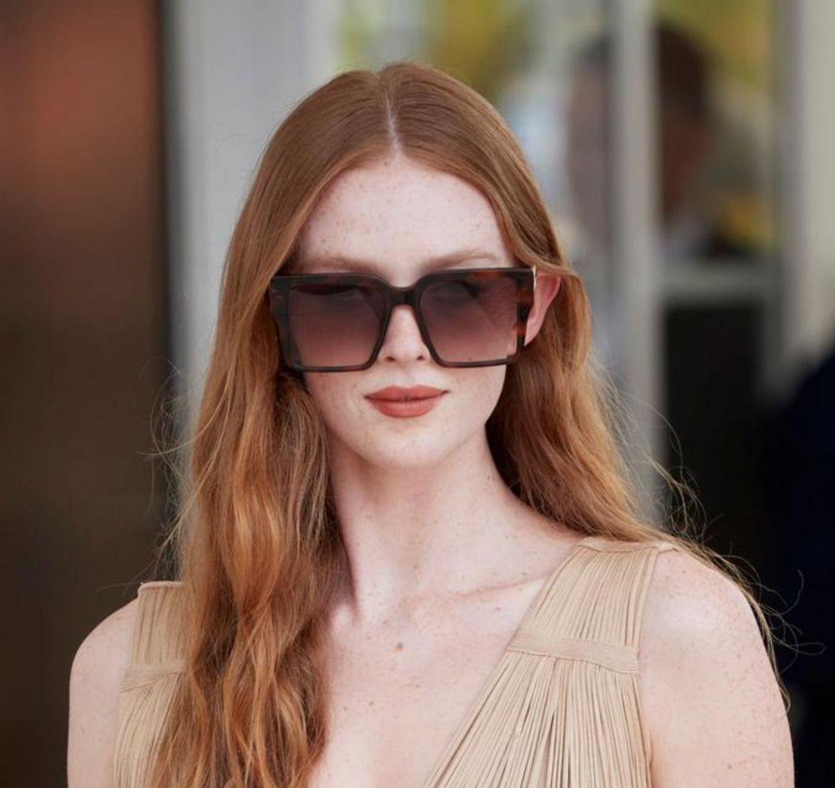 Model Larsen Thompson wearing  designer For Art's Sake Castle sunglasses in Cannes