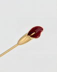 The For Art's Sake® Calla I features a gold metal stem ending in a red and gold hand-painted Calla Lily sculpture, all displayed on a plain white background.