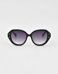 Mirage White by For Art's Sake®: Oversized round sunglasses in plant-based acetate with gradient dark lenses, shown on a plain white background.