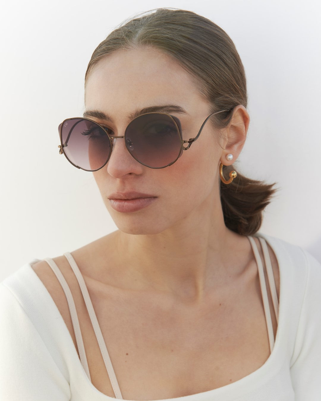 Canvas Sunglasses, Rose on a Model. 