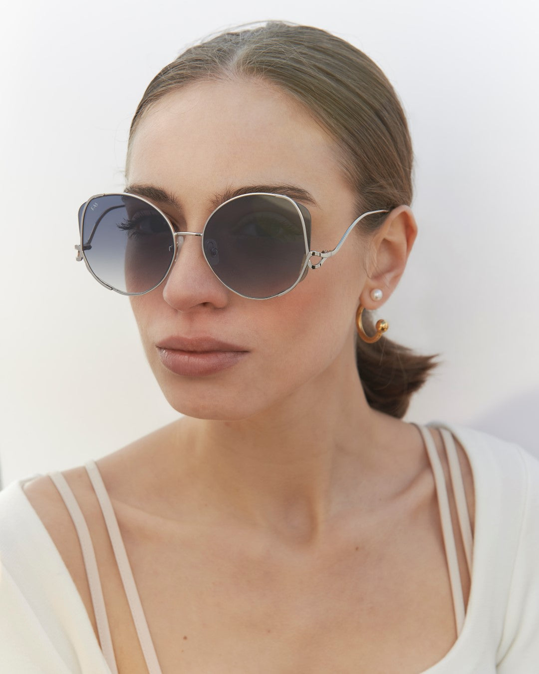 Canvas Sunglasses, Sea Green on a model.