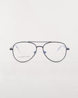 A pair of Cleo optical glasses from For Art's Sake® featuring thin, black-rimmed aviator-style frames with clear prescription lenses is centered against a plain white background. The temples and nose pads are visible, and text on the lower left lens reads "FOR ART'S SAKE®.