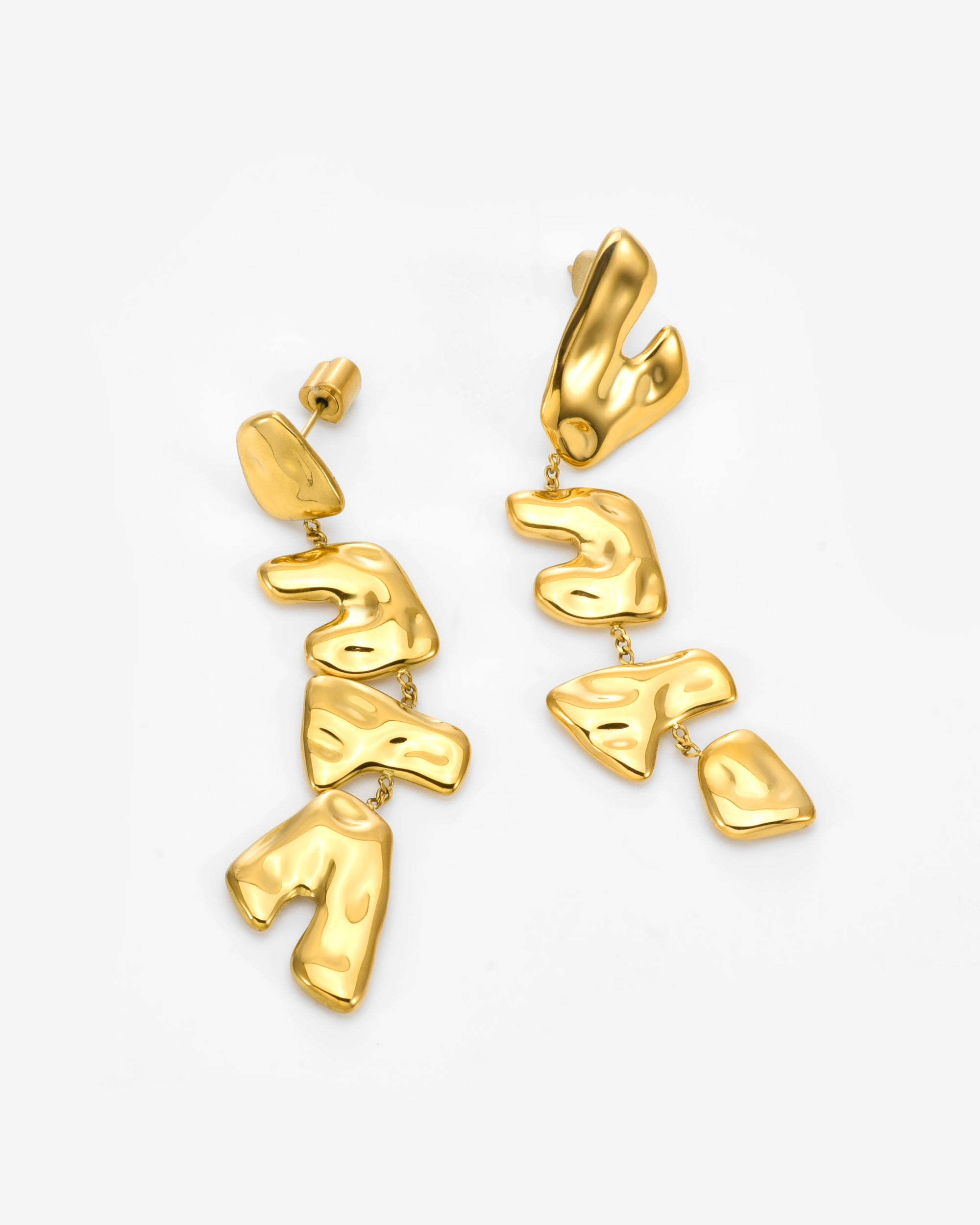 The Forms Earrings by For Art's Sake® are gold-toned dangly earrings featuring abstract, irregular vertical links for a modern, sculptural style.