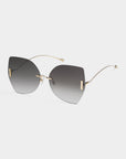 Introducing the Starlight sunglasses by For Art's Sake®. These stylish, frameless shades feature dark gradient, ultralightweight shatter-resistant lenses and thin, gold-tone arms. Adorned with gold bridge accents and showcasing a modern, elegant design, they offer 100% UV protection for your eyes.