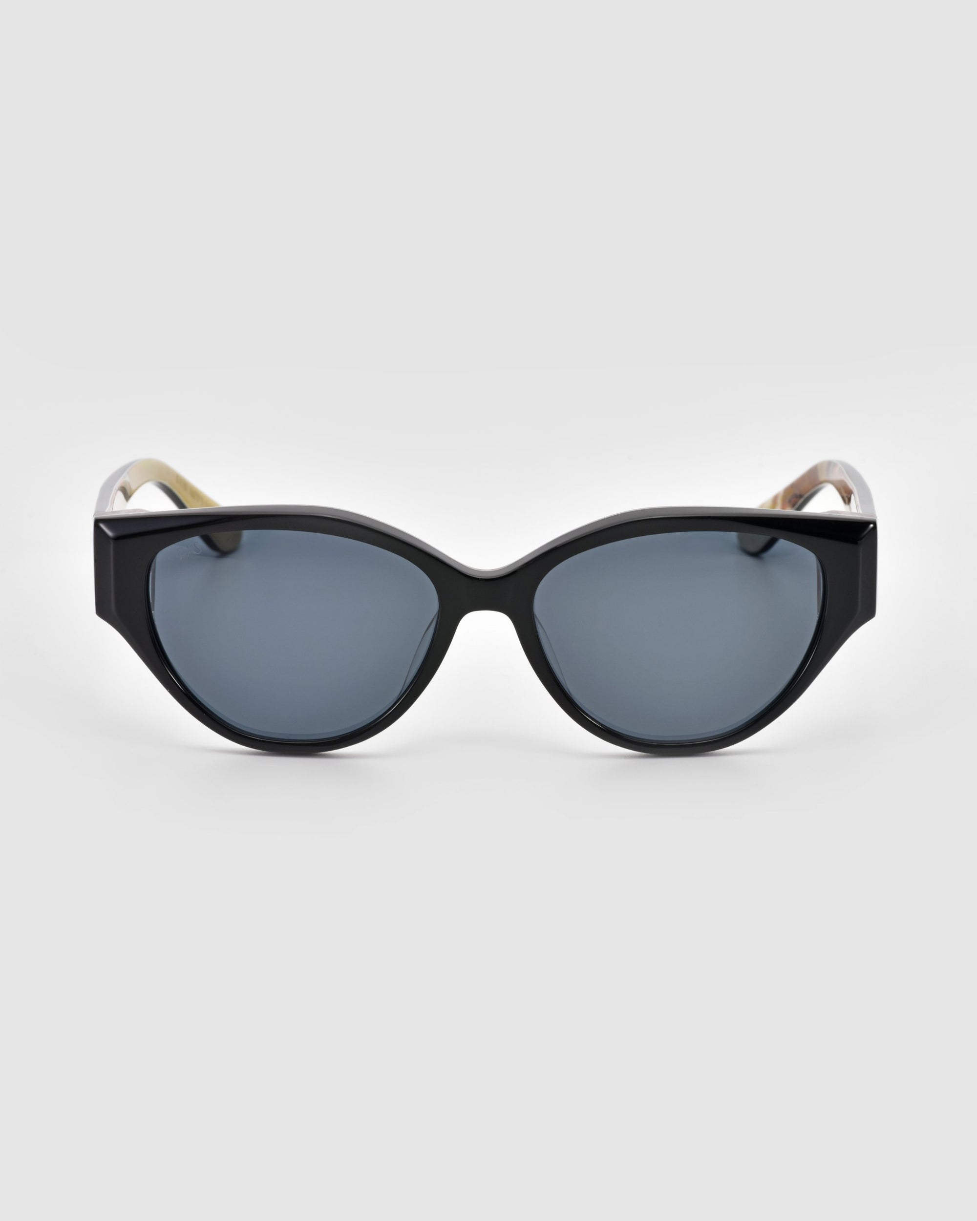For Art's Sake® Vincent Van Gogh: black collectible cat-eye sunglasses with dark lenses, front view on a light gray background.