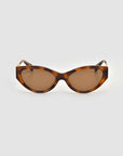 For Art's Sake® Unfold tortoiseshell geometric cat-eye sunglasses with brown tinted lenses, shown against a plain light gray background.