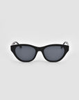 The Cuts cat-eye sunglasses by For Art's Sake® feature black frames, dark tinted lenses, and 3D weaved metal accents, shown on a plain light gray background.
