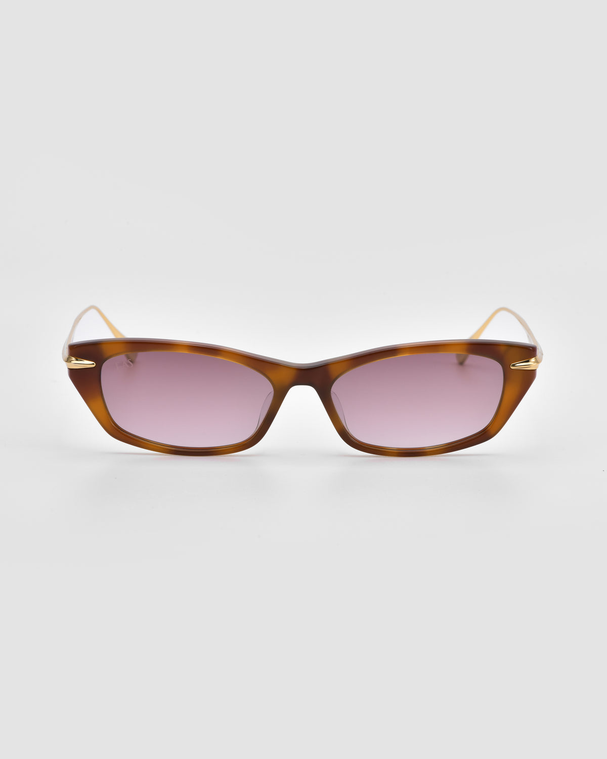 For Art’s Sake® Marisol I brown tortoiseshell rectangular sunglasses with pink-tinted lenses and an acetate frame, shown from the front on a plain light gray background.