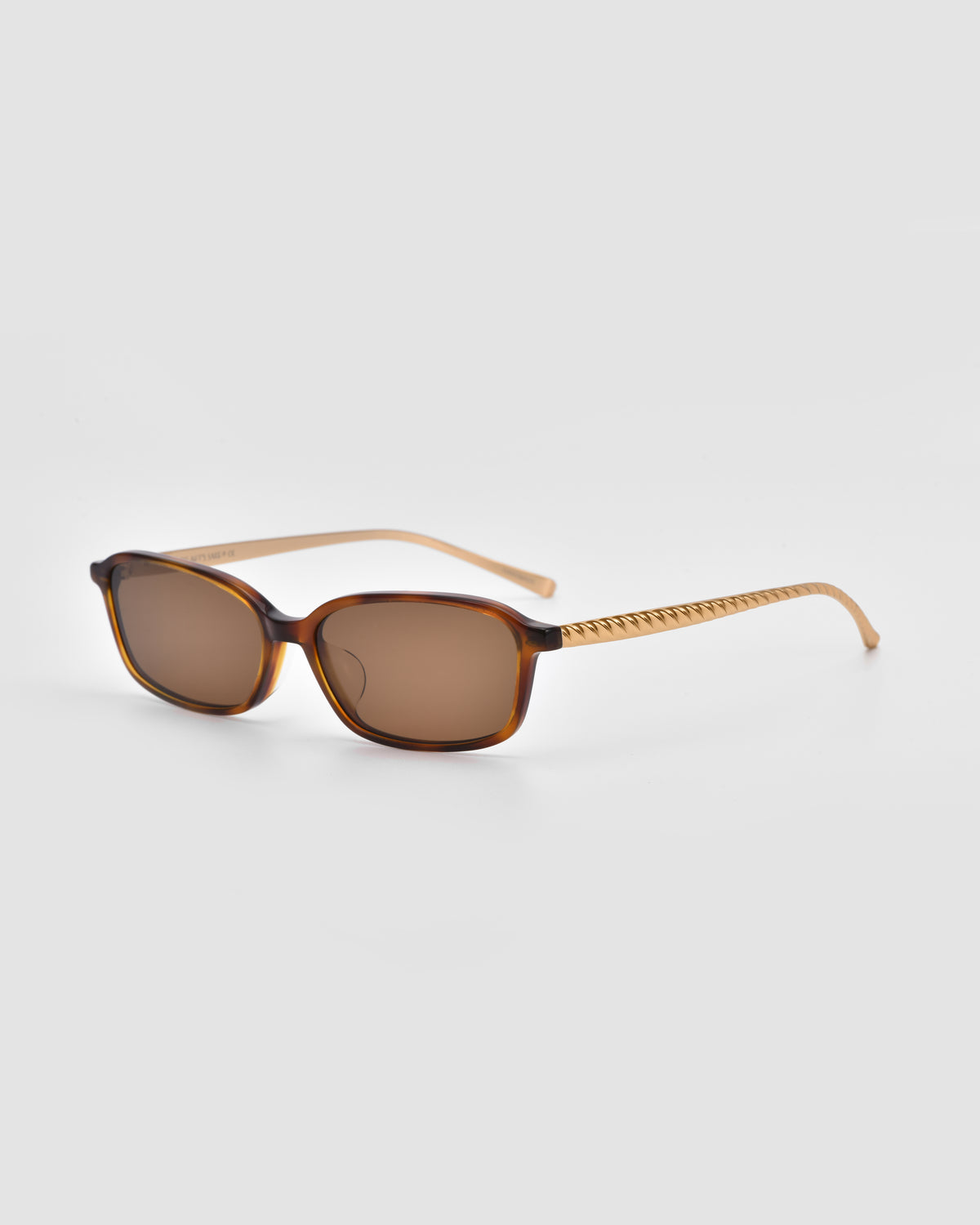 Solana I by For Art’s Sake®: Brown square sunglasses with matching lenses and arms, subtle patterned hinges, and lightweight comfort—perfect for everyday wear. Displayed on a white background.