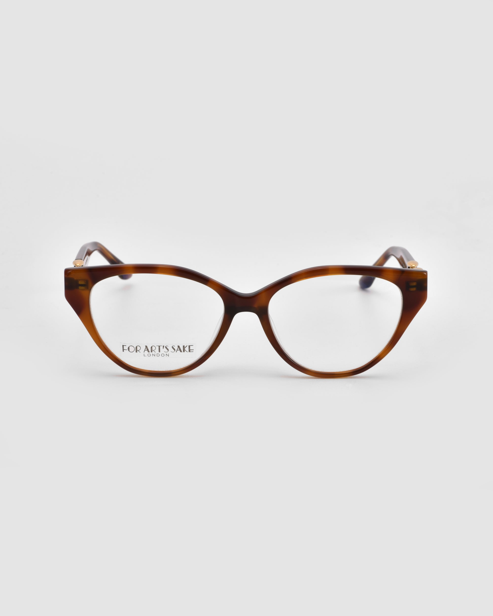 The Act by For Art's Sake® features tortoiseshell, rounded cat-eye frames with a lightweight feel, shown on a light gray background. The For Art's Sake® logo is visible on the left lens.
