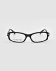 The For Art's Sake® Motion II features black rectangular frames with clear lenses and subtle metal accents, shown front-facing on a plain light gray background.