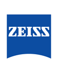 The image shows the ZEISS logo—bold white "ZEISS" letters on a blue, curved-edge rectangle—featured on LensAdvizor's ZEISS CLEARVIEW optical frames, typically ready for order or dispatch.