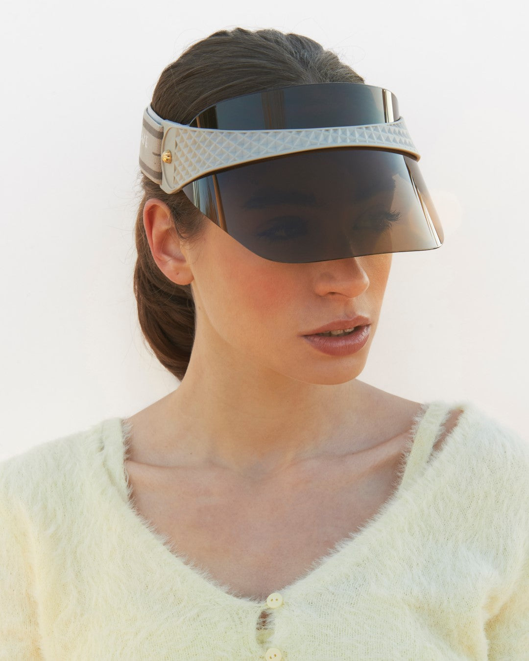 Cloud Visor, Sand. Image on model. 